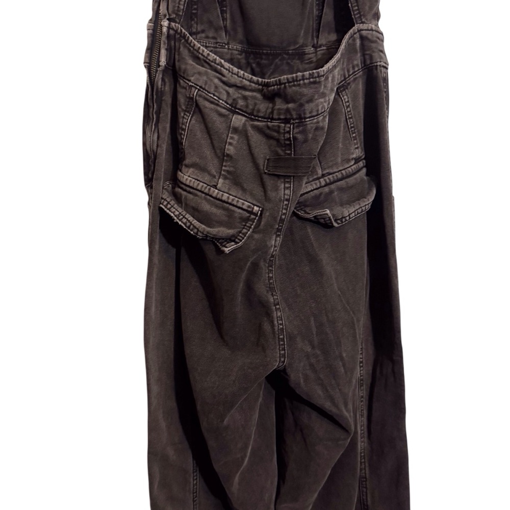 Free People X-Small Gray Black Go West Utility Jumpsuit Boho Belted Open Back - Picture 9 of 14